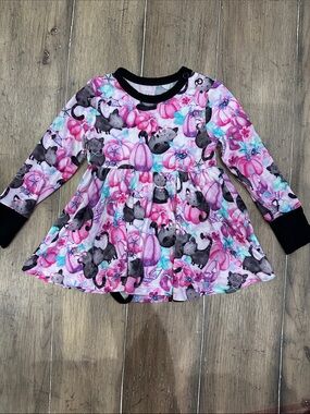 Birdie Bean Pink Dress with Kitty Themed Design